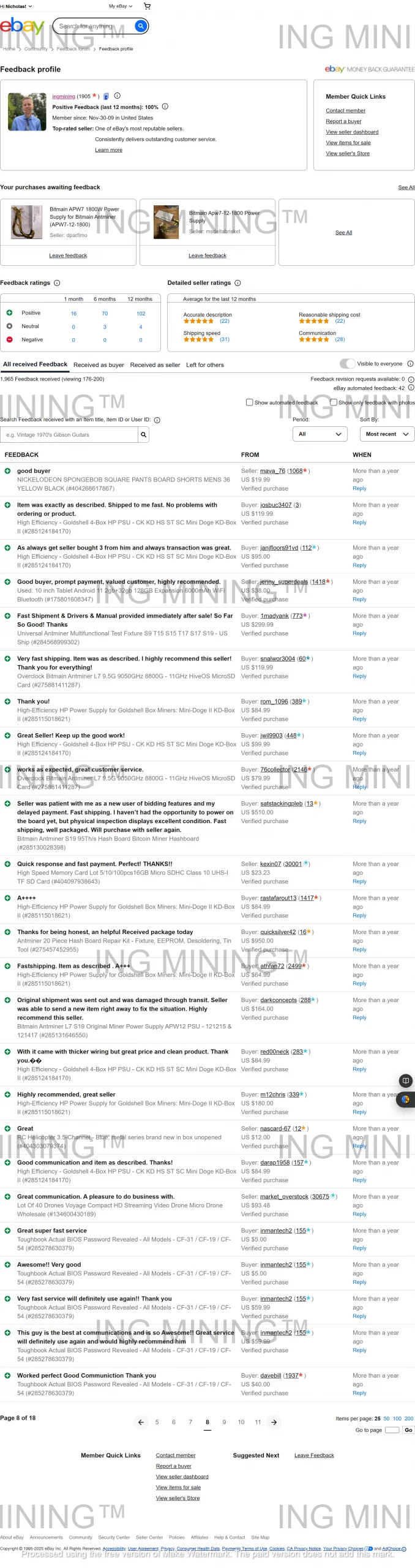 Multiple verified eBay ratings for ING Mining refurbished miners