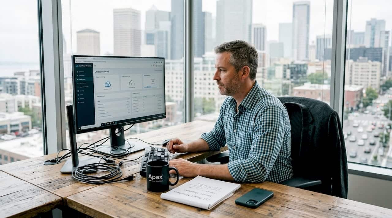 Small business owner using cloud mining platform