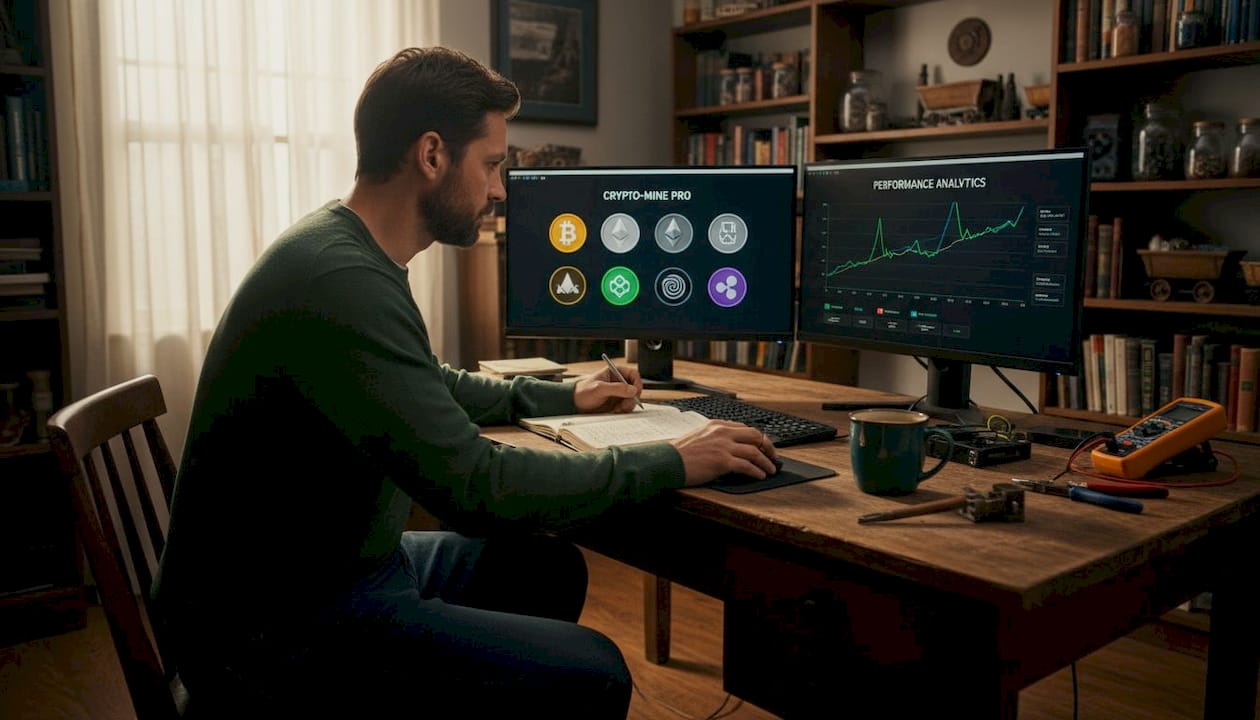 Miner tracking multi-coin mining on desktop screens