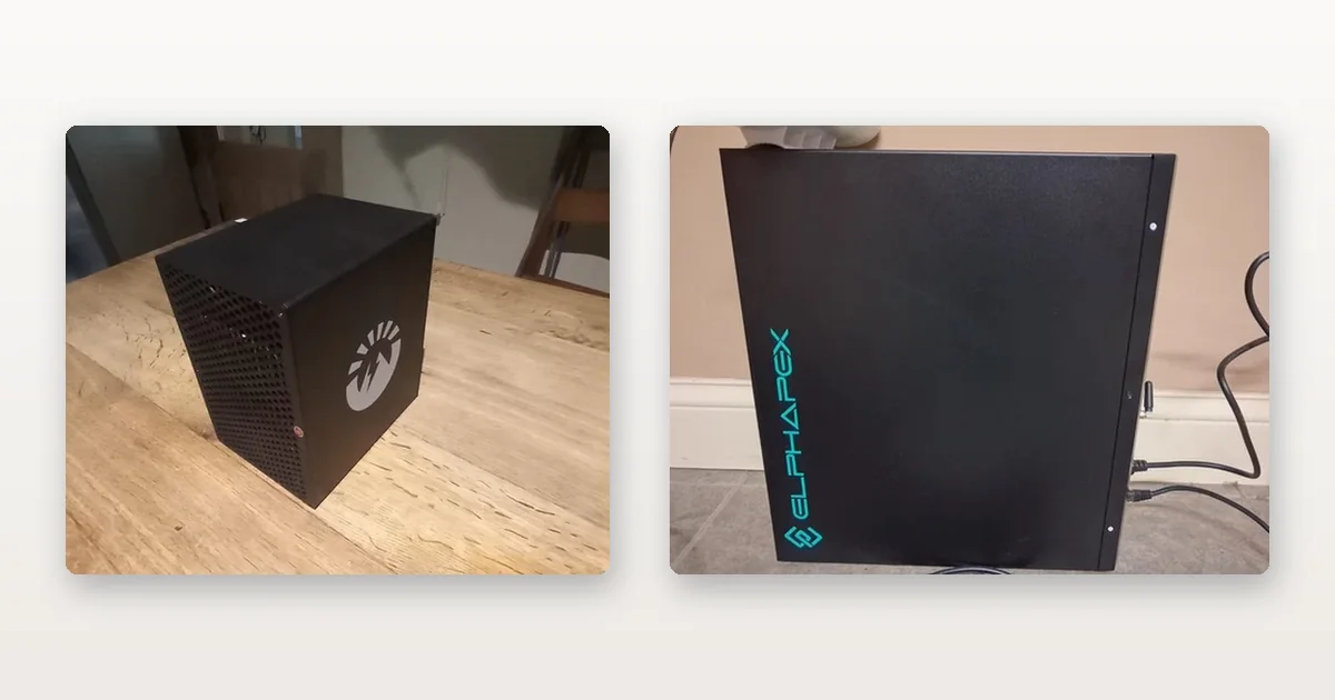 A VolcMiner D1 Mini scrypt miner and an ElphaPex DG-series scrypt miner.