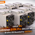 Lot of 10 Antminer S19k Pro 115TH Bitcoin Miners | Braiins OS 125TH PSU Included