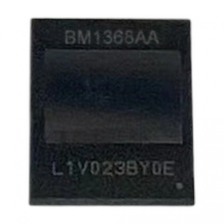 A close-up of a single Bitmain BM1368AA mining ASIC: a small square black chip package marked L1V023BY0E.