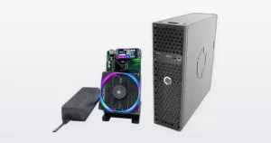 A Bitaxe NerdQaxe++ solo Bitcoin miner and a Canaan Avalon Q 90T home Bitcoin miner.